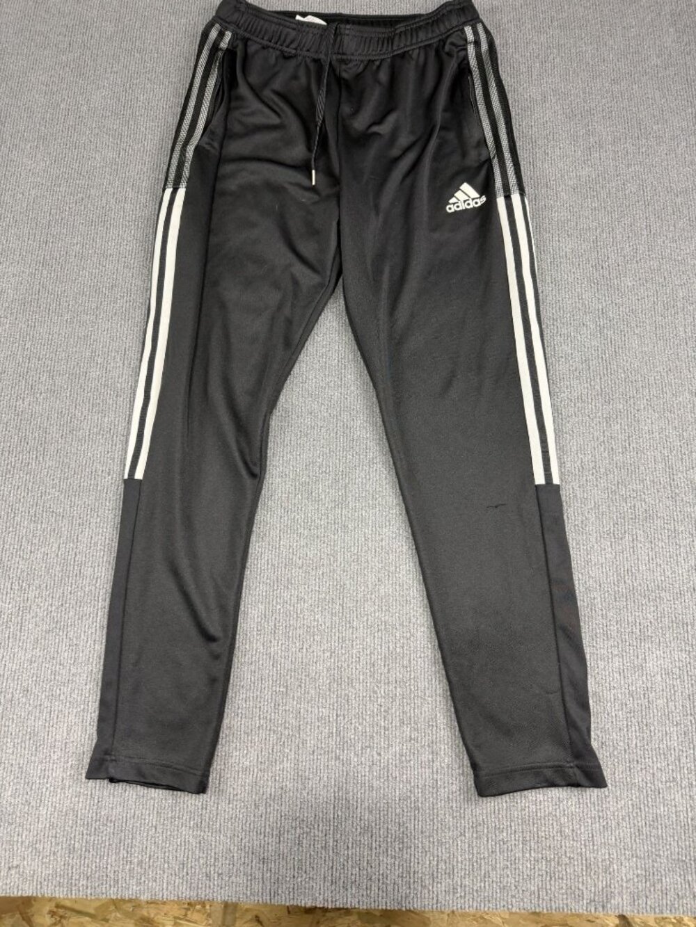Adidas Mens Black Track Pants White Stripes M
